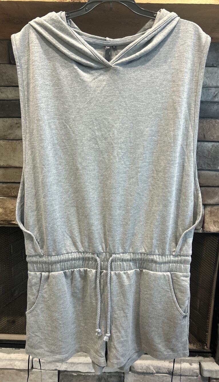 Women’s JOE’s Gray Hooded Sleeveless Shorts Romper Loungewear L NWT *A9